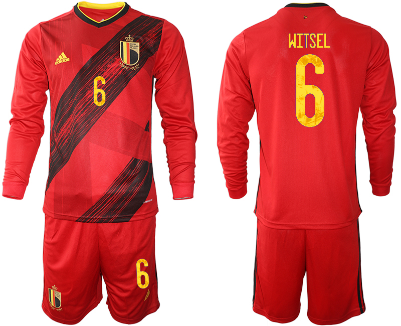 Cheap Men 2021 European Cup Belgium home Long sleeve 6 soccer jerseys